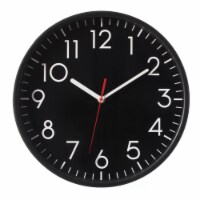 Classic Plastic Home Decor Wall Clock For Living Room, Kitchen, or Dining Room, Black Face