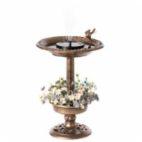 Gardenised QI004101 Outdoor Garden Bird Bath & Solar Powered Round Pond Fountain with Planter