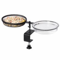 Gardenised QI004102 8 x 17 x 3.25 in. Outdoor Round 2 in 1 Deck Mounted Bird Bath Bowl Railin