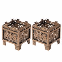 Gardenised QI004122 Outdoor Living Butterfly Square Plant Stand & Flower Planting Pot, Antiqu