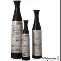 Handcrafted Black and White Waterproof Ceramic Floor Vase - Neat Classic Bottle Shaped Vase,