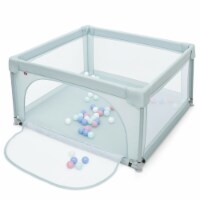 Baby Playpen Infant Large Safety Play Center Yard w/ 50 Ocean Balls Blue