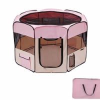 33'' Pet Dog Kennel Dog Fence Puppy Soft Playpen Exercise Pen Folding Crate W/Bag Pink