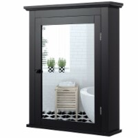 Gymax Bathroom Mirror Cabinet Wall Mounted Adjustable Shelf Medicine Black