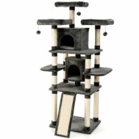 Gymax 67'' Multi-Level Cat Tree w/ Cozy Perches Kittens Play House Dark Grey