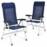 Costway 2/4PCS Patio Dining Chair Aluminum Camping Adjust Portable Headrest Navy 2pcs
