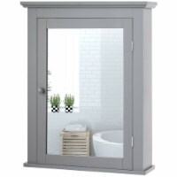 Bathroom Mirror Cabinet Wall Mounted Adjustable Shelf Medicine Grey