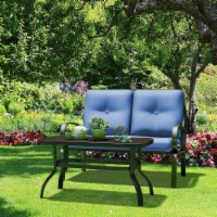 2PCS Outdoor Loveseat & Table Set Cushioned Patio Furniture Set Yard Garden