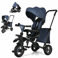 Gymax 7-In-1 Kids Baby Tricycle Folding Steer Stroller w/ Rotatable Seat Blue