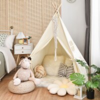 Portable Kids Play Tent Indian Canvas Teepee Playhouse Toy Gift w/ Window