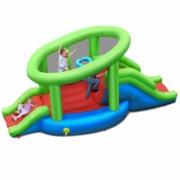 Inflatable Snail Bounce House Dual Slide Basketball Game Without Blower