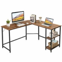 L Shaped Corner Computer Desk Home Office Workstation w/ Storage Shelves