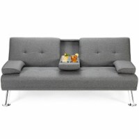 Fabric futon with cup holders discount