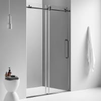 Serene Valley 56 x 76 Inch Big Roller Frameless Sliding Shower Door, Matte Black