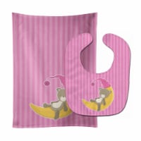 Carolines Treasures BB8613STBU Baby Girl Bear on Moon Baby Bib & Burp Cloth