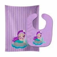 Carolines Treasures BB8831STBU Beach Mermaid Purple Hair No.3 Baby Bib & Burp Cloth