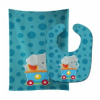 Carolines Treasures BB8709STBU Circus Elephant Train Car Baby Bib & Burp Cloth