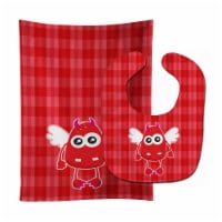 Carolines Treasures BB9124STBU Cupid Monster Angel on Plaid No.4 Baby Bib & Burp Cloth