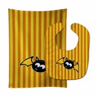 Carolines Treasures  BB9112STBU Halloween Bat Orange Stripes Baby Bib & Burp Clo