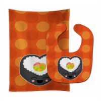 Carolines Treasures BB8801STBU Heart Sushi Roll With Face Baby Bib & Burp Cloth