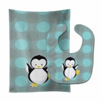 Carolines Treasures BB8605STBU Penguin on Polkadot Baby Bib & Burp Cloth