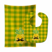 Carolines Treasures BB8962STBU Pineapple Moustache Face Baby Bib & Burp Cloth