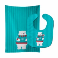 Carolines Treasures BB8985STBU Polar Bear No.3 Baby Bib & Burp Cloth