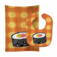 Carolines Treasures BB8802STBU Sushi Roll With Face Baby Bib & Burp Cloth