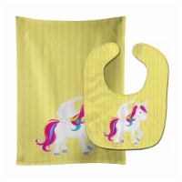 Carolines Treasures BB9091STBU Unicorn Yellow Stripes No.2 Baby Bib & Burp Cloth