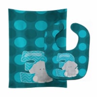 Carolines Treasures BB9010STBU Zoo Month 3 Elephant Baby Bib & Burp Cloth