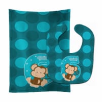 Carolines Treasures BB9013STBU Zoo Month 6 Monkey Baby Bib & Burp Cloth