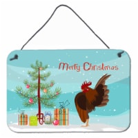 Malaysian Serama Chicken Christmas Wall or Door Hanging Prints, Teal