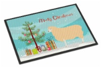 English Leicester Longwool Sheep Christmas Indoor or Outdoor Mat 24x36, Teal