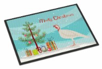 Beltsville Small White Turkey Hen Christmas Indoor or Outdoor Mat 24x36, Teal