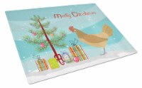 Frisian Friesian Chicken Christmas Glass Cutting Board Large, Teal