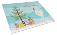German Langshan Chicken Christmas Glass Cutting Board Large, Teal