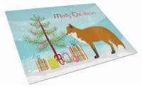 Carolines Treasures BB9243LCB Red Fox Christmas Glass Cutting Board Large, Teal