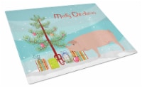 American Landrace Pig Christmas Glass Cutting Board Large, Teal