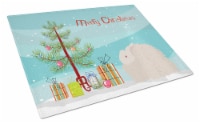 Fluffy Angora Rabbit Christmas Glass Cutting Board Large, Teal