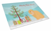 Holland Lop Rabbit Christmas Glass Cutting Board Large, Teal
