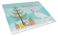 Beltsville Small White Turkey Hen Christmas Glass Cutting Board Large, Teal