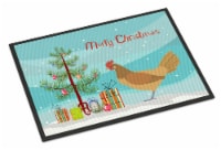Frisian Friesian Chicken Christmas Indoor or Outdoor Mat 18x27, Teal