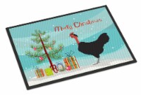 Naked Neck Chicken Christmas Indoor or Outdoor Mat 18x27, Teal