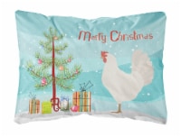 Leghorn Chicken Christmas Canvas Fabric Decorative Pillow, Teal