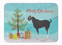 Black Bengal Goat Christmas Machine Washable Memory Foam Mat, Teal