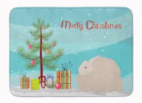 Fluffy Angora Rabbit Christmas Machine Washable Memory Foam Mat, Teal