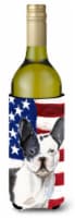 Carolines Treasures BB9372LITERK Black White French Bulldog Patriotic Wine Bott