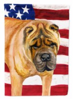 Carolines Treasures  BB9661CHF Shar Pei Patriotic Flag Canvas House Size