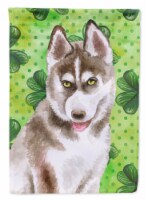 Carolines Treasures BB9870CHF Siberian Husky Grey St Patrick's House Flag, Gree