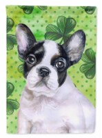 Carolines Treasures BB9884GF French Bulldog Black White St Patrick's Garden Fla